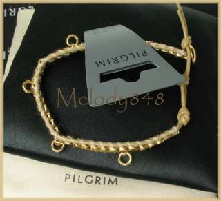 PILGRIM Charm Holder Leather Bracelet FOR CHARMS Black/Silver OR Brown 