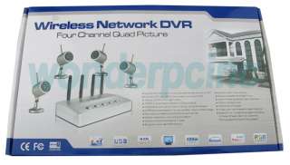 4CH USB Network DVR Receiver +4 Wireless CCTV Camera IR  