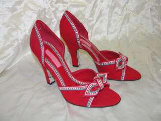 AUTH BETSEY JOHNSON SHOES RED HEELS STILETTOS 7.5  