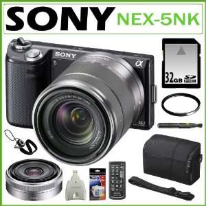 Lens Digital Camera in Black with 18 55mm Lens + Sony E Mount SEL16F28 