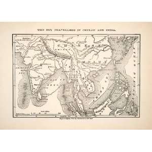  1881 Print Map Ceylon Sri Lanka India Chinese Empire Indo China 