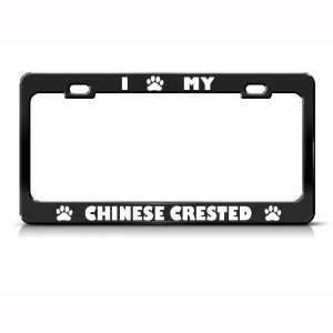  Chinese Crested Dog Dogs Black Metal license plate frame 