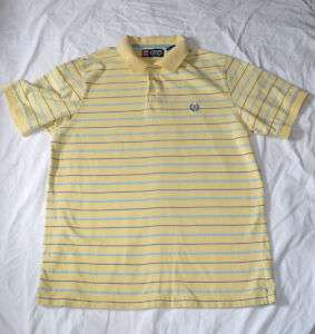 Chaps Polo Shirt Mens Size Medium Yellow Stripe EUC  
