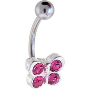  Petite Fuscia Stone Butterfly Belly Ring: Jewelry