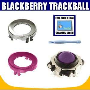 Trackball with Chrome Ring + Dark Pink Replacement Ring for BlackBerry 