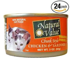 Natural Value Cat Food, Chunk Style Chicken & Sardines, 3 Ounce Cans 