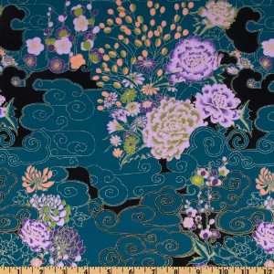  44 Wide Asian Collection Asian Blossoms Purple Fabric By 