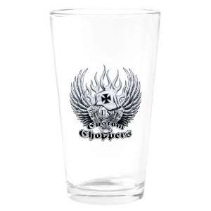  Pint Drinking Glass US Custom Choppers Iron Cross Hat and 