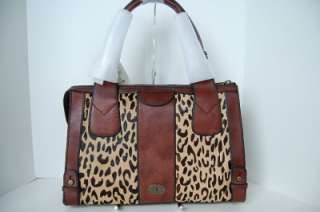 NWT Fossil Vintage Re Issue Brown Haircalf Cheetah Leopard Leather 
