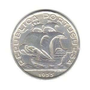  1955 Portugal 10 Escudos Coin KM#586   83.5% Silver 