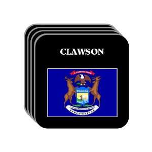 US State Flag   CLAWSON, Michigan (MI) Set of 4 Mini Mousepad Coasters