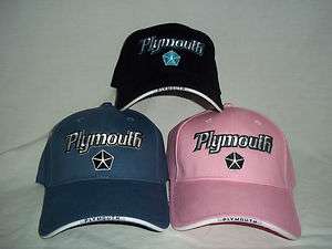 Plymouth Hat Cap Chrysler Pentastar Star Logo Tag Black Blue Pink 