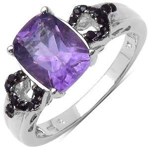   80 ct. t.w. Amethyst and Black Spinel Ring in Sterling Silver Jewelry