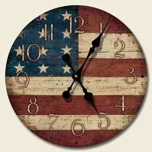 Wooden Wall Clock   American Flag   Made in USA:  Home 