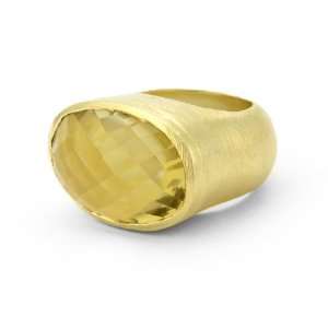    Created Oval Lemon Quartz Ring 18K Gold Clad Betty Carre Jewelry