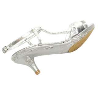   Heel Rhinestone Dress Sandals Silver special occassion shoes  