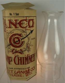 Lange Co. Eau Claire Wisconsin Lamp Chimney w/ Box  