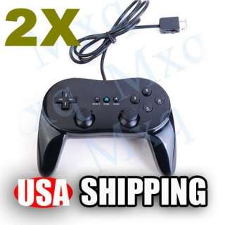 2x Classic Controller Pro for Nintendo Wii Remote BLACK US fast ship 