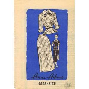  Anne Adams 4898 Vintage Sewing Pattern Peplum Blouse Slim 