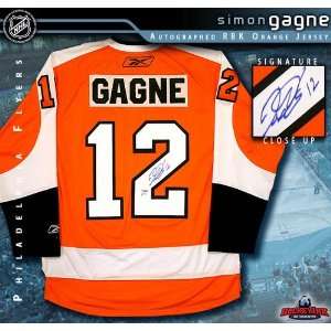 Simon Gagne Philadelphia Flyers Autographed Orange Reebok Premier 