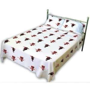  College Covers TTUSS Texas Tech Printed Sheet Set in White 