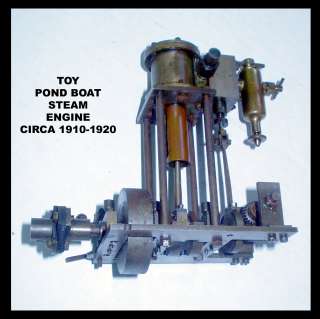 Vintage c1920s Pond Boat Toy BRASS STEAM ENGINE   6 TALL   w 