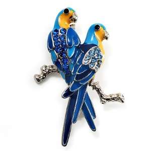  Blue Enamel Parrot Brooch (Silver Tone Metal) Jewelry