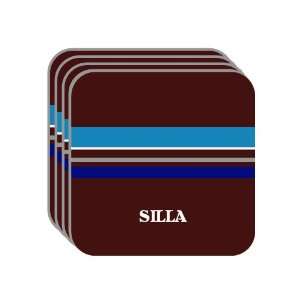 Personal Name Gift   SILLA Set of 4 Mini Mousepad Coasters (blue 