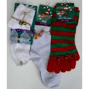   Pairs Girls Christmas Socks Size 7 8.5 with Bells 