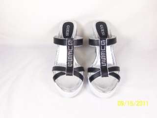   Authentic Guess Wedge Sandals By Marciano Locke Black PU 6.5  