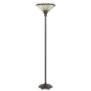  Greely Amber Torchiere Lamp With Tiffany Shade