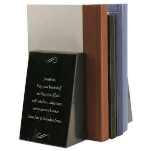  Personalized Black Marble Bookends 