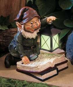 Storybook Gnome With Glowing Lantern Garden Statue NEW  