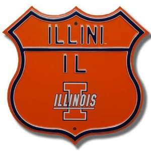 ILLINOIS FIGHTING ILLINI ILLINI IL Illini logo AUTHENTIC METAL ROUTE 