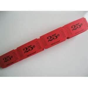  500 Red 25 cents Consecutively Numbered Raffle Tickets 