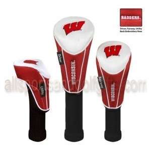 Wisconsin Badgers GOLF CLUB HEAD/WOOD COVER SET OF 3  