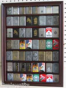 56 Zippo Lighter Display Case Wall Shadow Box Cabinet  