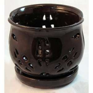  Cauldron Orchid Pot/Saucer 6 5/8 x 5 3/4   Brown Patio 