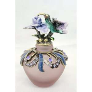   Purple Glass Hummingbird on Flower Perfume Bottle