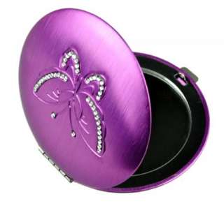 Beautiful Purple Crystal Butterfly Cosmetic​ Compact Pocket Make Up 