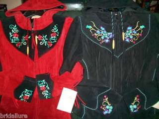 SCULLY BLACK TURQUOISE FLORAL EMBROIDERY SUEDE HOODIE ZIP JACKET S $ 