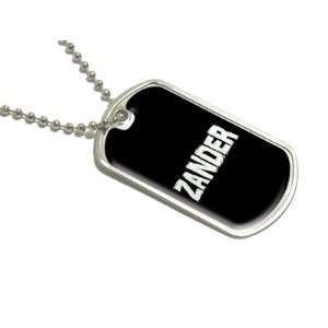  Zander   Black   Name Military Dog Tag Luggage Keychain 