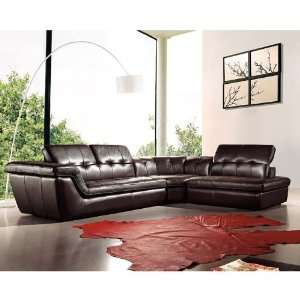  JM Furniture 397 Brown Italian Leather Right Facing Chaise 