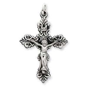  Sterling Silver Antiqued INRI Crucifix Pendant Jewelry