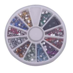  1800 Pcs Nail Art Glitter Tips Rhinestone Deco+wheel (12 