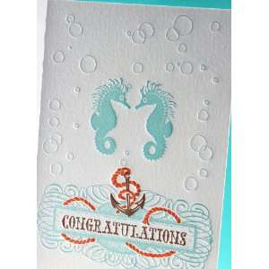  seahorse congratulations letterpress greeting card *NEW 