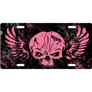 Filigree Skull   Pink Custom License Plate Novelty Tag from Redeye 
