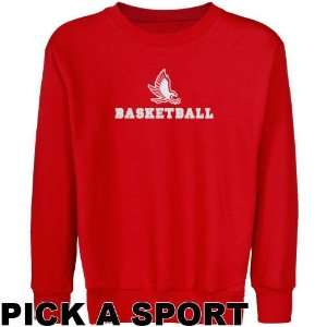   Youth Red Custom Sport Logo Applique Crew Neck Fleece Sweatshirt