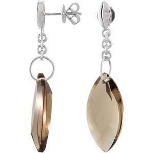   Sterling Silver Pair 24.00X12.00 Mm Genuine Smoky Quartz earrings