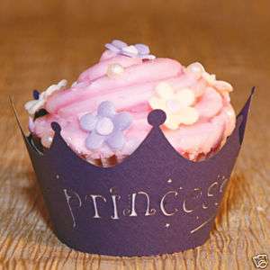 Cupcake Wrapper   Purple Princess Crown   pack of 12  